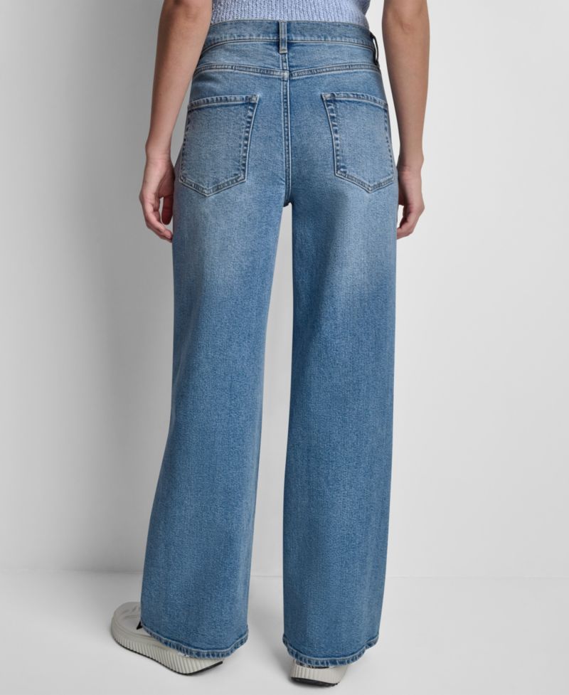 Women's High-Rise Wide-Leg Outseam Studs Jeans