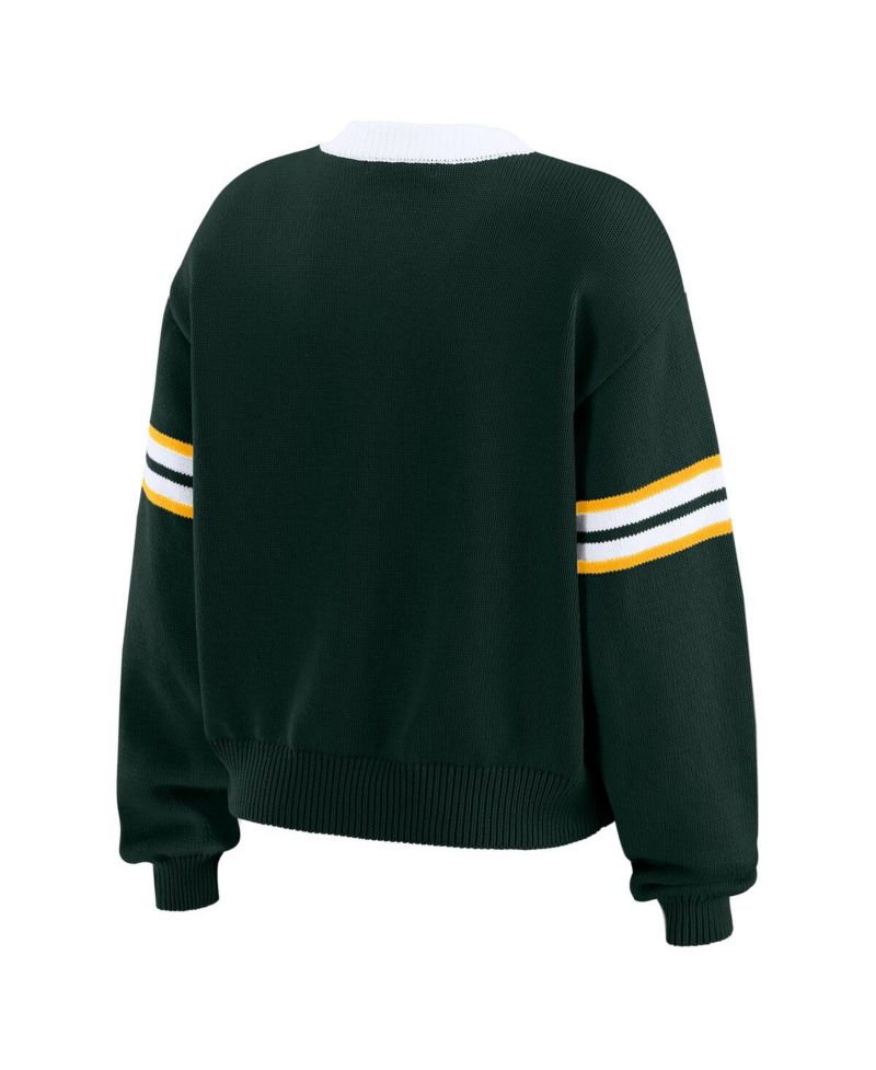 Women's Green Green Bay Packers Lace-Up Pullover Sweatshirt