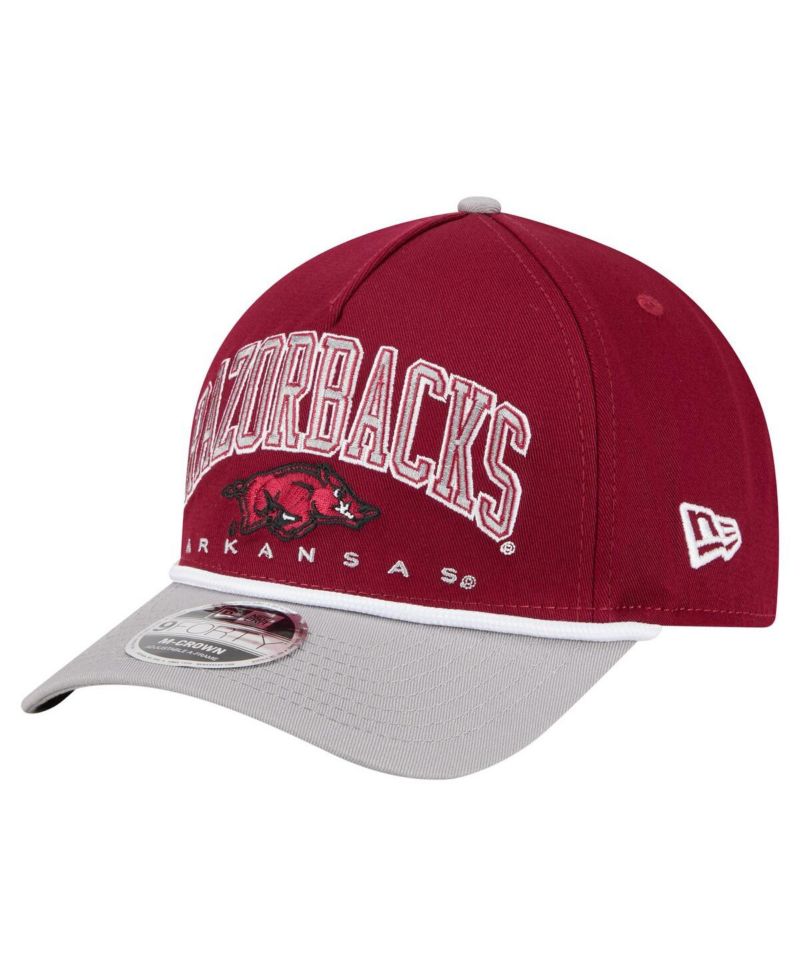 Men's Cardinal/Gray Arkansas Razorbacks Arch Two-Tone Rope 9FORTY A-Frame M-Crown Adjustable Hat