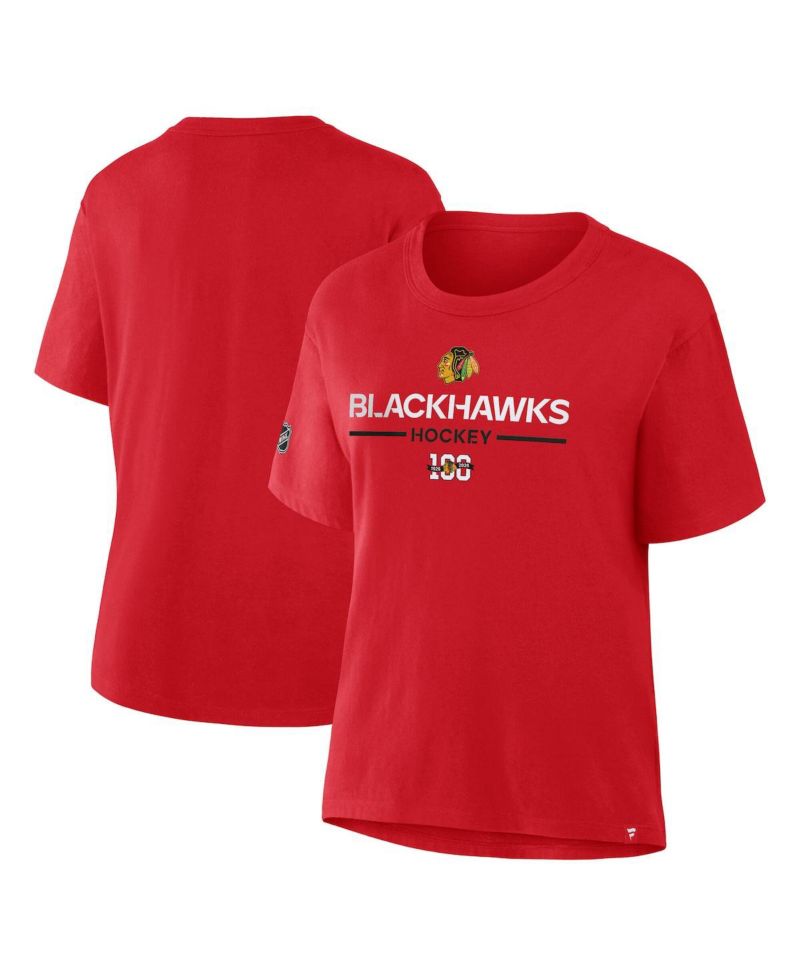 Women's Red Chicago Blackhawks Centennial Celebration T-Shirt
