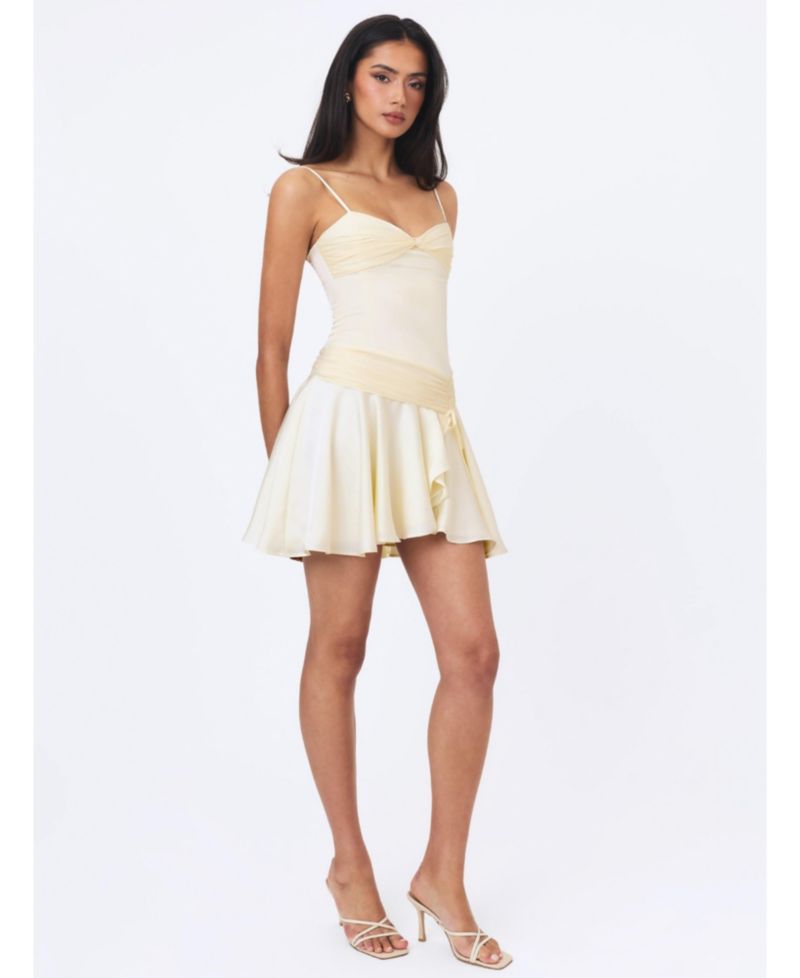 Women's Yvonne Asymmetrical Ruched Sweetheart Neck Mini Dress