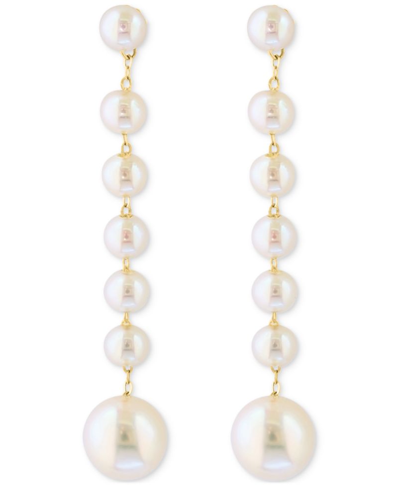 EFFY® Cultured Freshwater Pearl (3-1/2 & 6-1/2mm) Linear Drop Earrings in 14k Gold