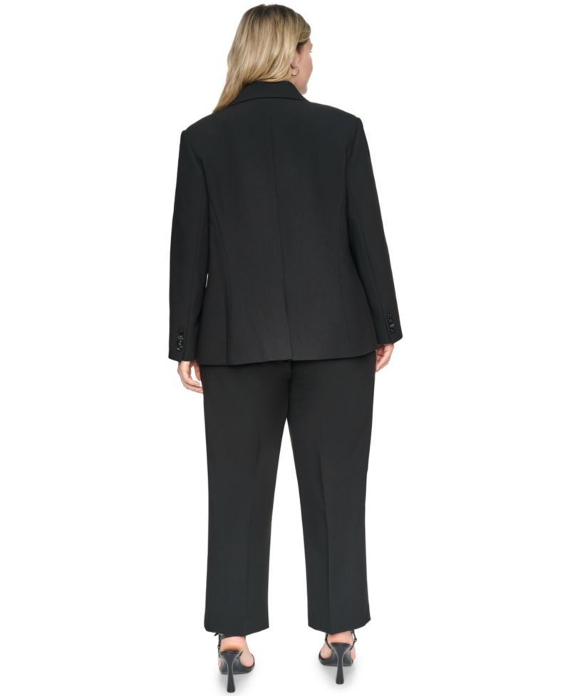 Plus Size One-Button Woven Blazer
