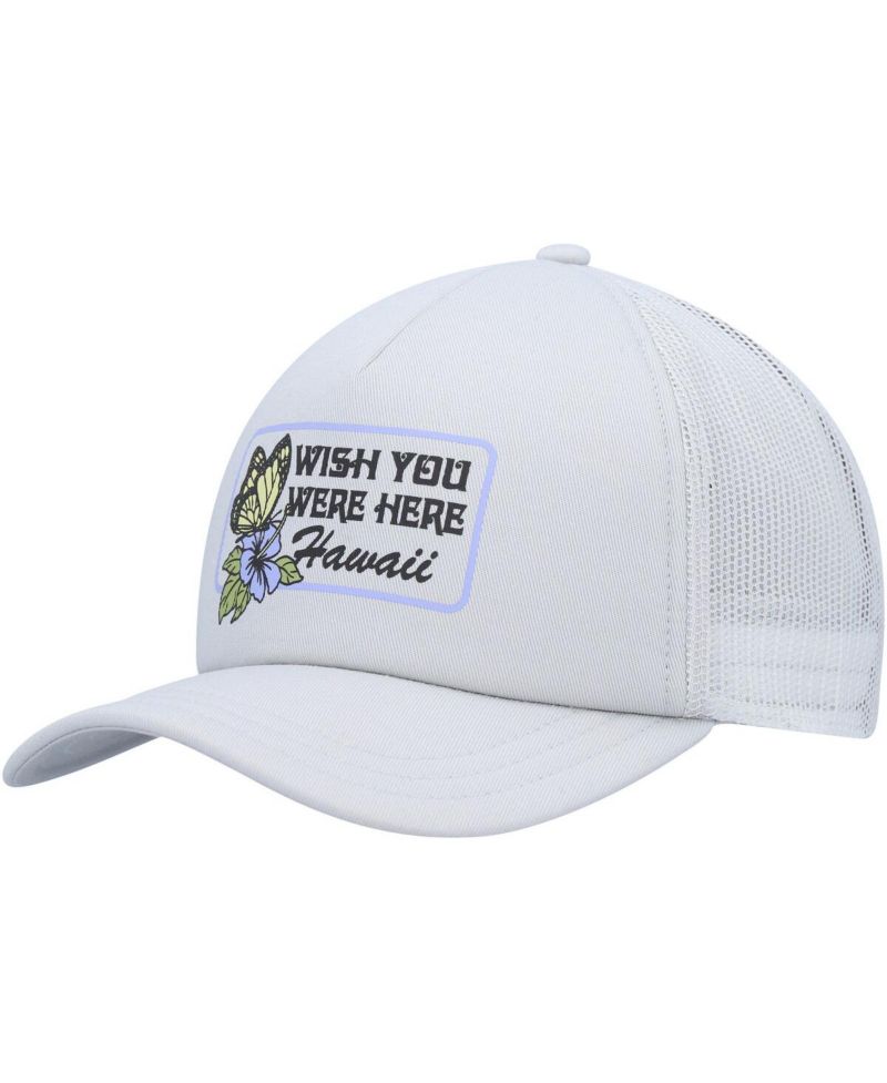 Women's Gray Wish You Were Here Foam Trucker Snapback Hat