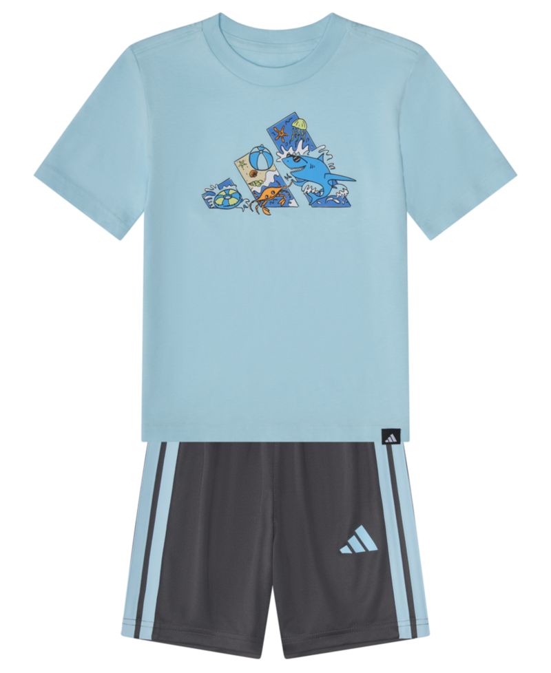 Baby Boys' Graphic T-Shirt and 3-Stripes Shorts, 2-Piece Set