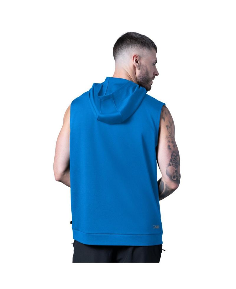 Men's Blue Detroit Lions Tri-Blend Rebound Sleeveless Hoodie