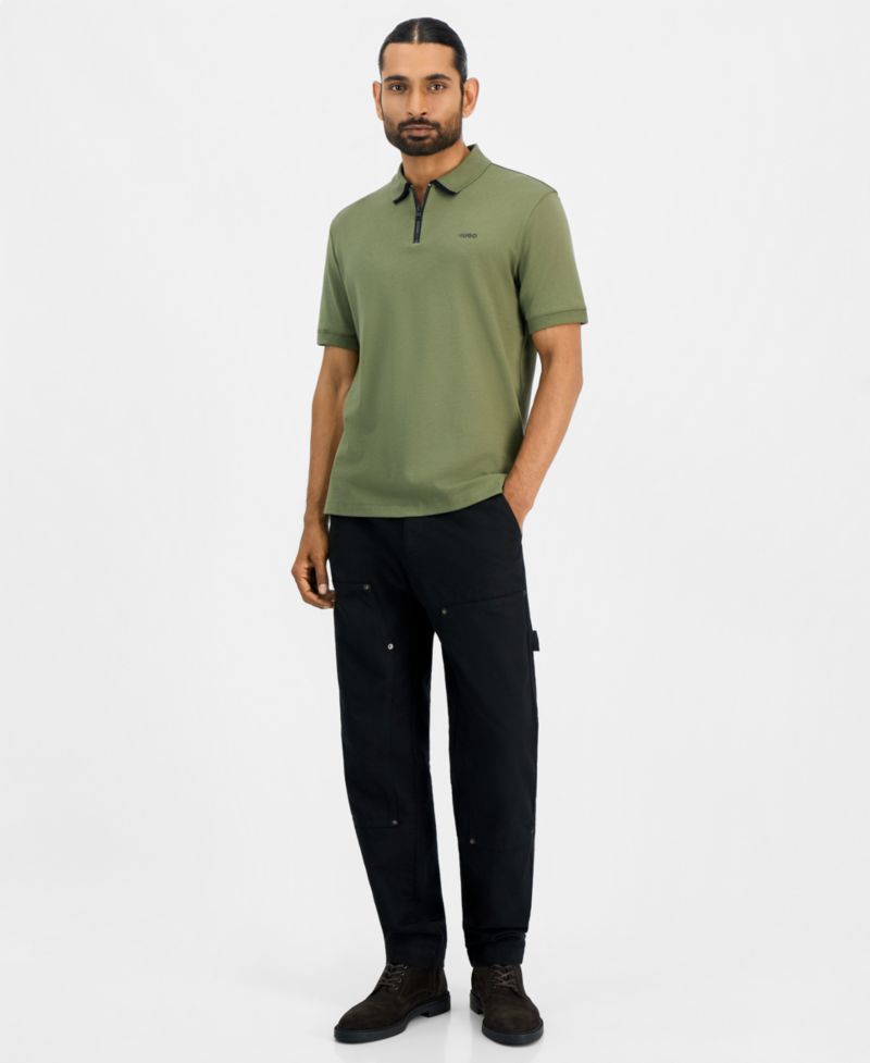 HUGO by Men's Damolino Regular-Fit Quarter-Zip Polo Shirt