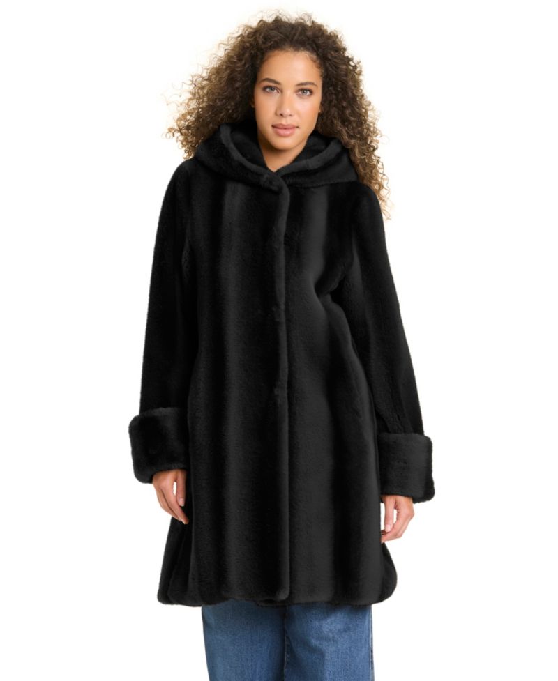 Women's Hooded Faux Fur Coat, Created for Macy's