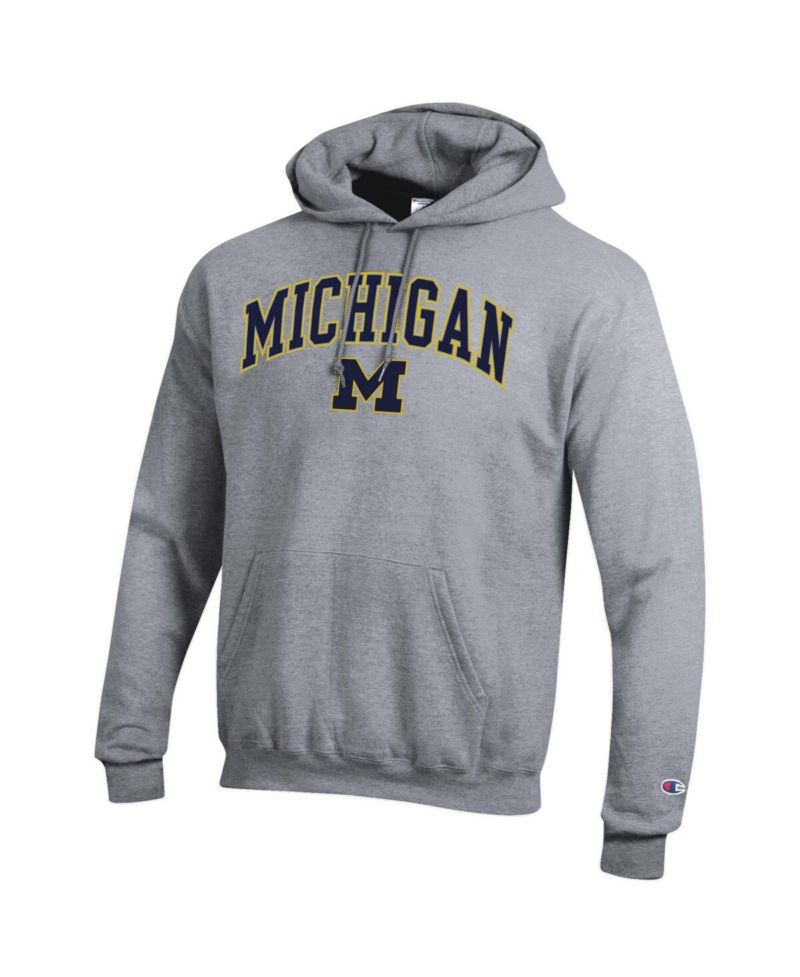 Men's Navy Michigan Wolverines Arched Logo Fleece Pullover Hoodie