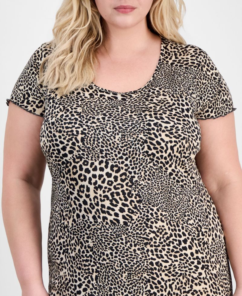 Trendy Plus Size Printed Short-Sleeve Midi Dress