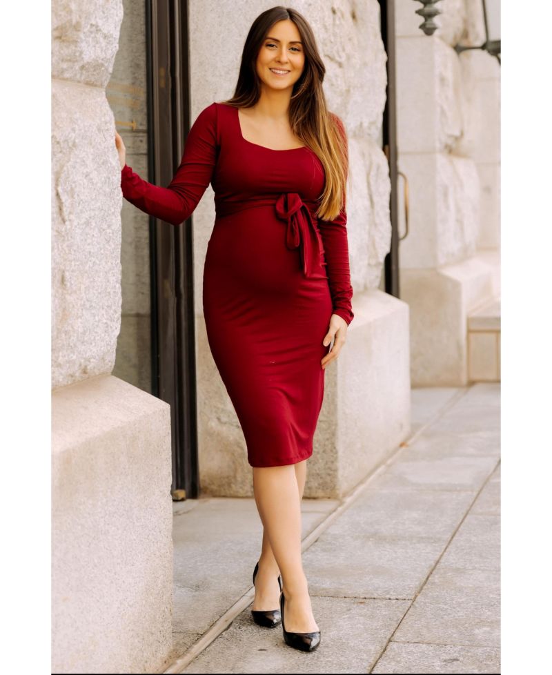 Women's Basic Square Neck Midi Dress