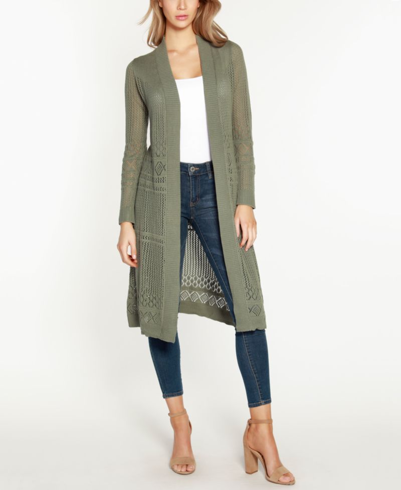 Women's Pointelle-Stitch Duster Cardigan Sweater
