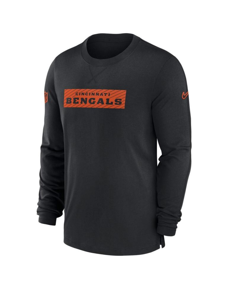 Men's Black Cincinnati Bengals Sideline Player Performance Long Sleeve T-Shirt