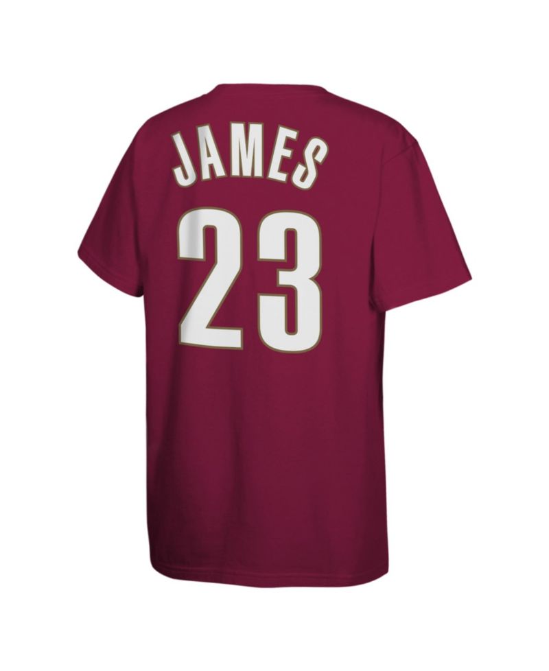 Big Boys and Girls LeBron James Wine Cleveland Cavaliers Hardwood Classics Name and Number T-Shirt