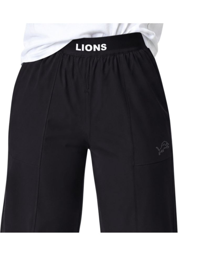 Women's Black Detroit Lions Athleisure Wide-Leg Trousers