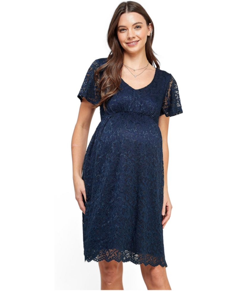 Women's Floral Lace Empire Waist Short Sleeve Dress