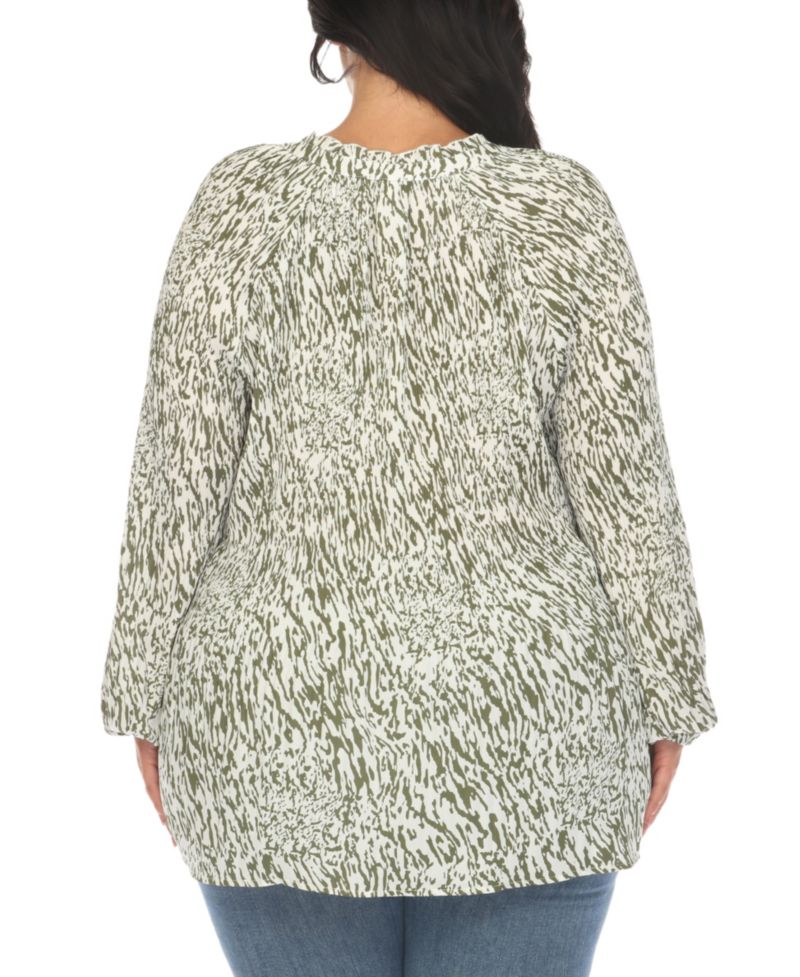 Plus Size Printed Peasant Knit Blouse