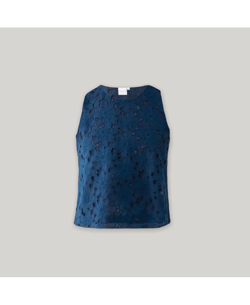 Women's Embroidered Sleeveless Button-Back Top