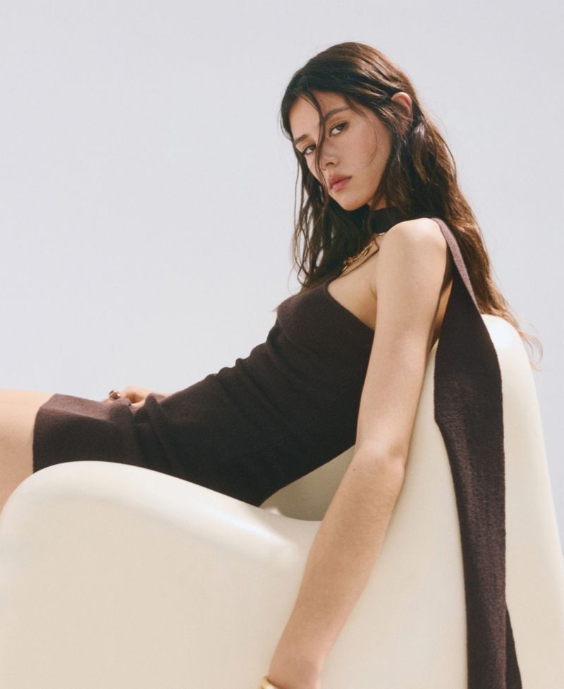 Women's Scarf Asymmetrical Knit Dress