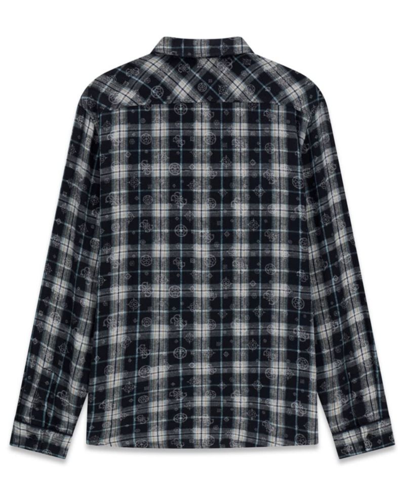 Men's Ocean Coast Plaid Long-Sleeve Logo-Print Button-Down Shirt