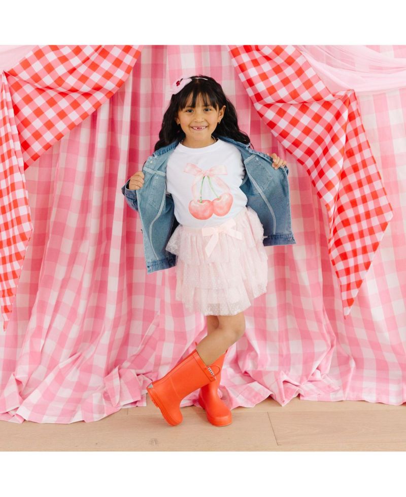 Big Girls Cherry Sequin Patch Denim Jacket