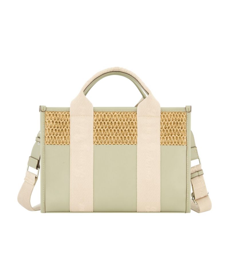 Raffia Logo Webbing Modern Tote