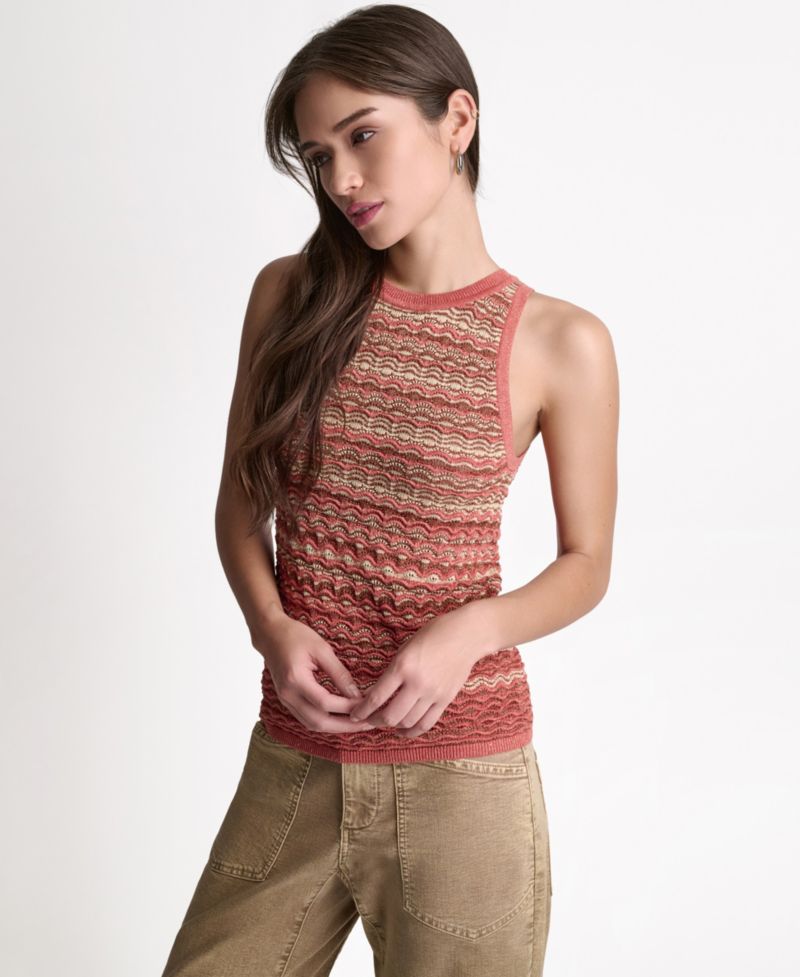 Women's Lurex Stripe Sleeveless Top