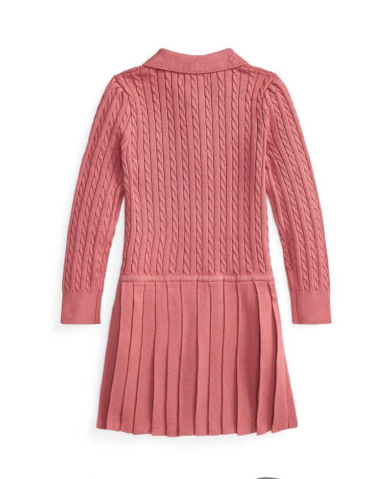 Girls' 2T-6X Drop-Waist Pleated Polo Sweater Dress