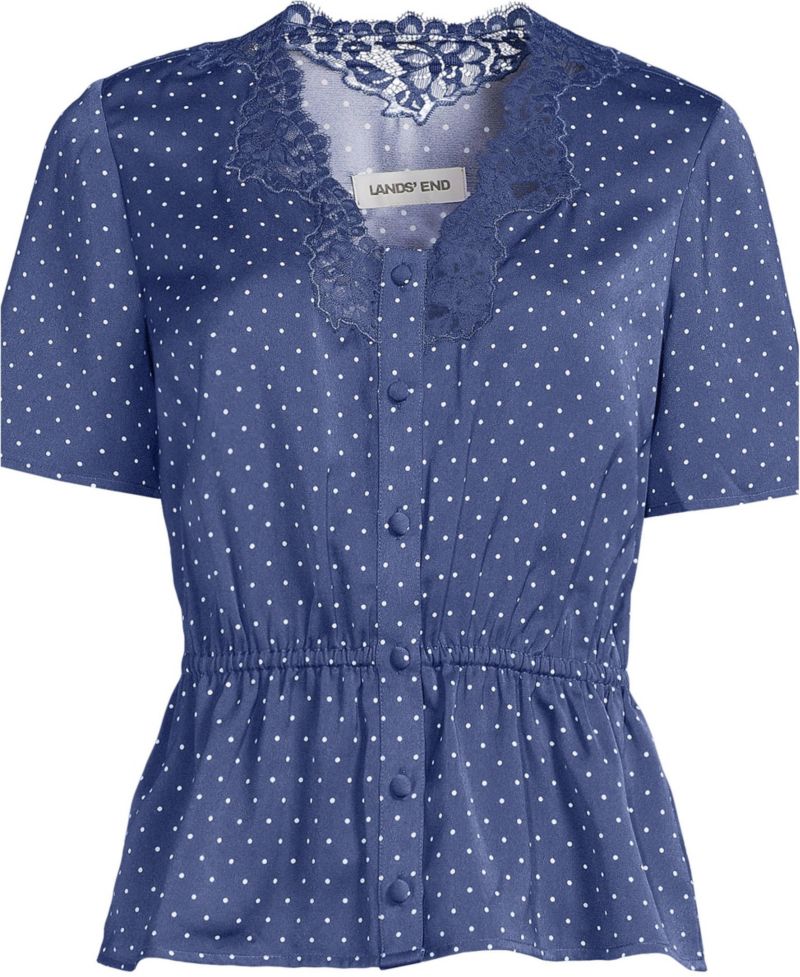 Plus Size Short-Sleeve Peplum V-Neck Blouse