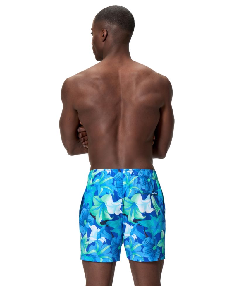 Men's Redondo Edge Volley Floral-Print Drawstring Swim Trunks, 5" Inseam