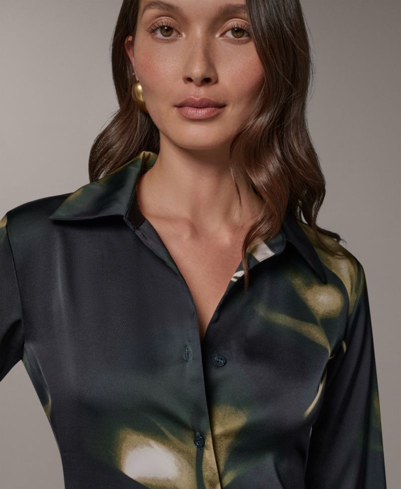 Petite Collared Button-Front Blouse