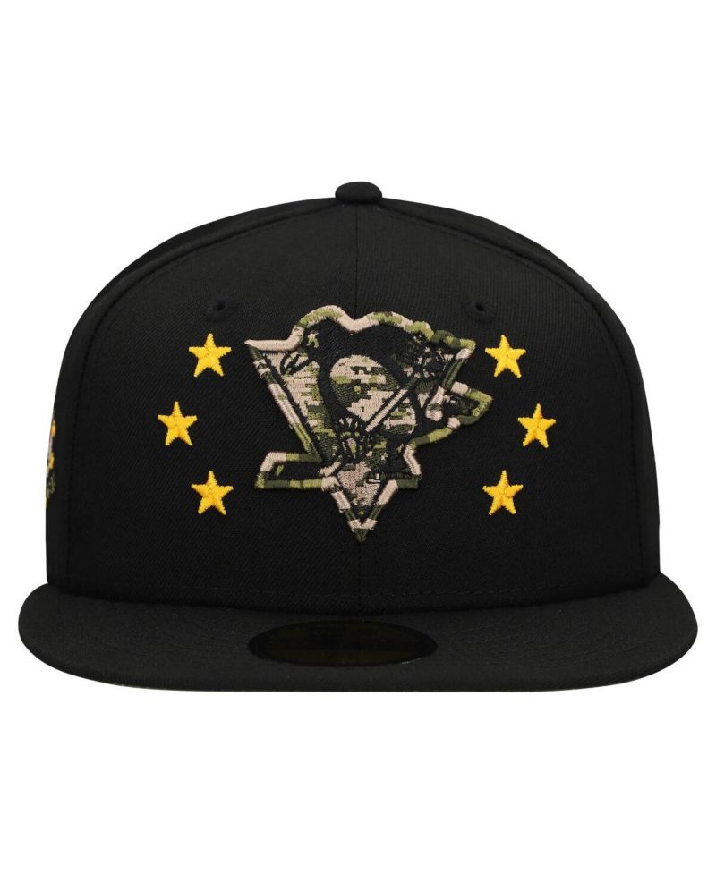 Men's Black Pittsburgh Penguins Military Appreciation Digital Camo Stars 59FIFTY Fitted Hat