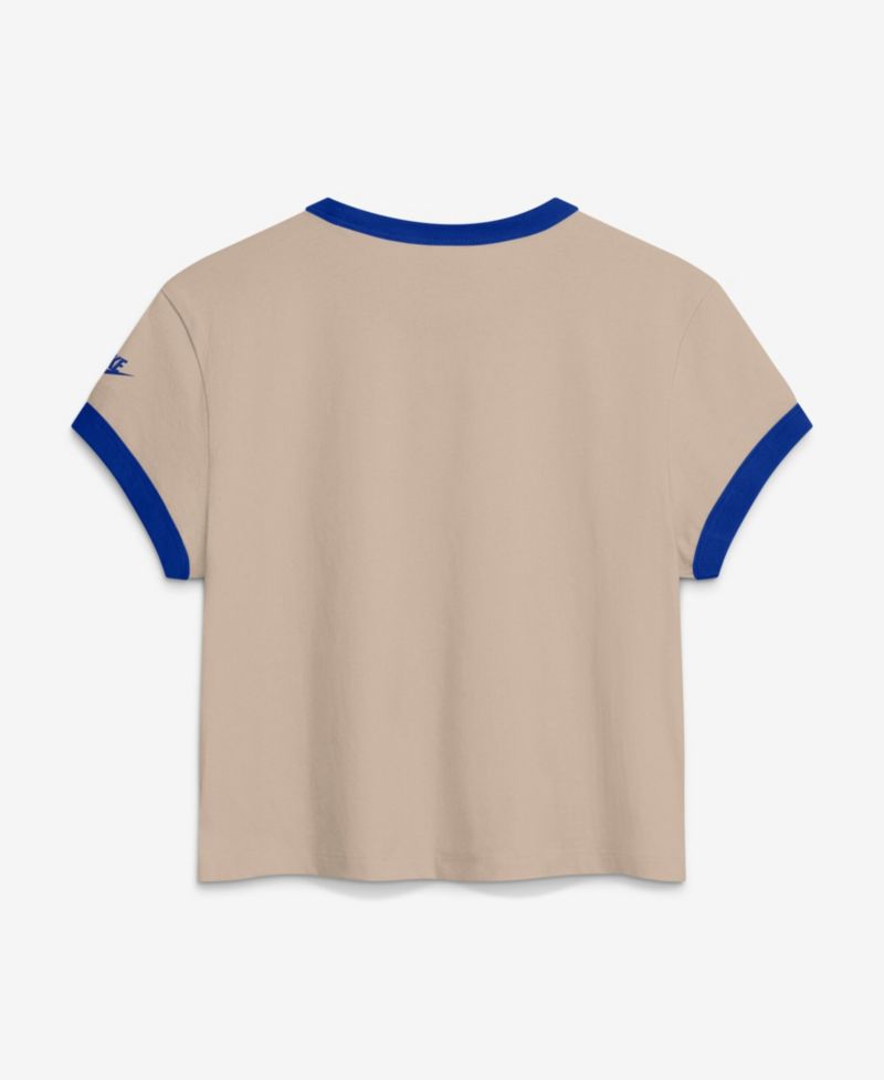 Women's Cream Los Angeles Rams Rewind Ringer Mod Cropped T-Shirt