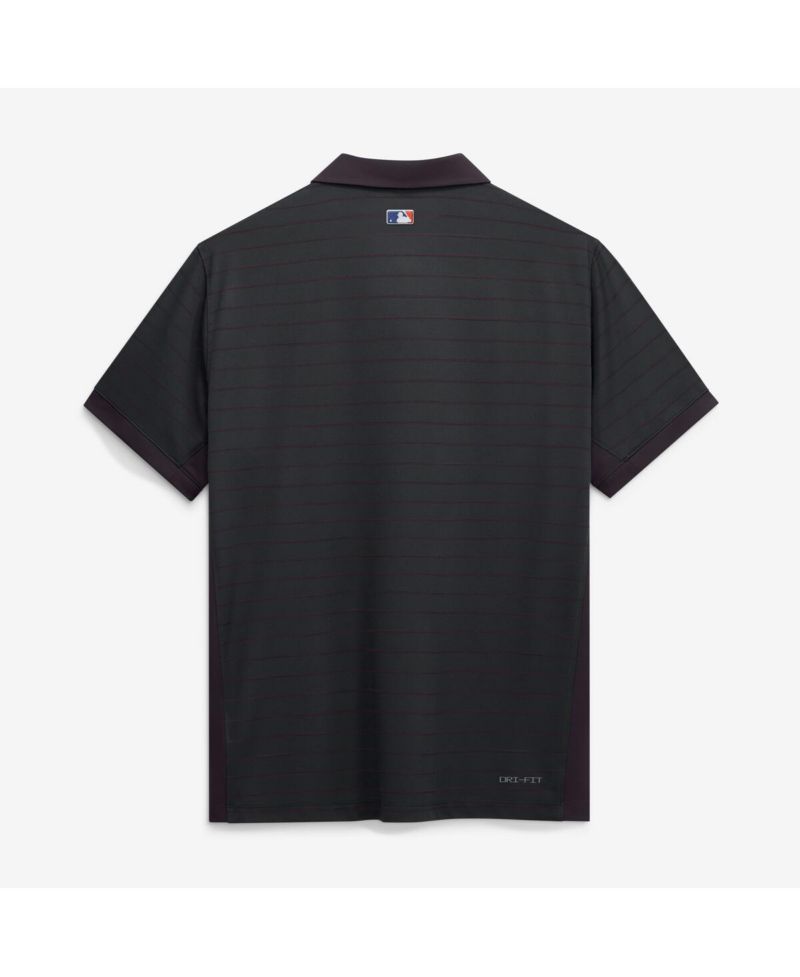Men's Black New York Mets Authentic Collection Striped Victory Dri-FIT Polo Shirt