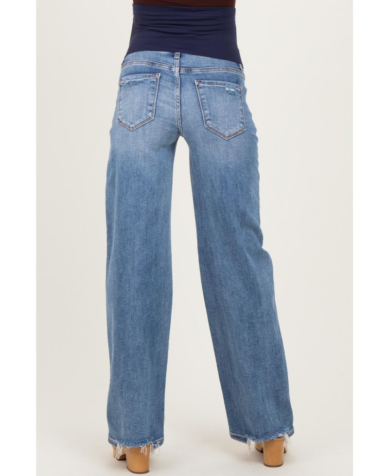 Maternity High-Waisted Wide-Leg Vintage Wash Denim Jeans