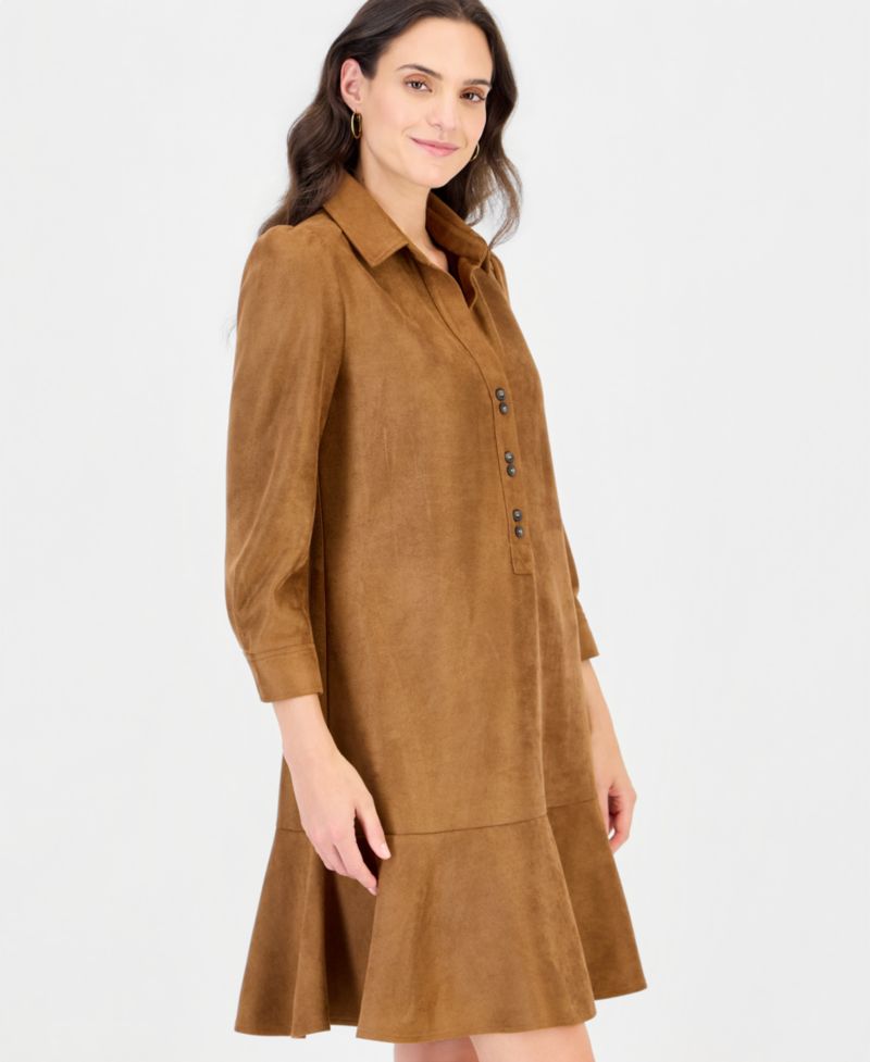 Petite Faux-Leather Shift Dress