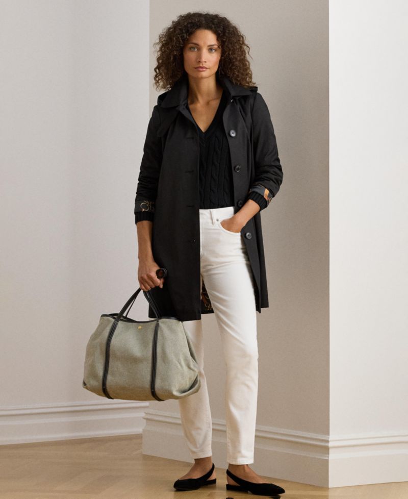Women's Hooded Water-Resistant A-Line Raincoat, Created for Macy's