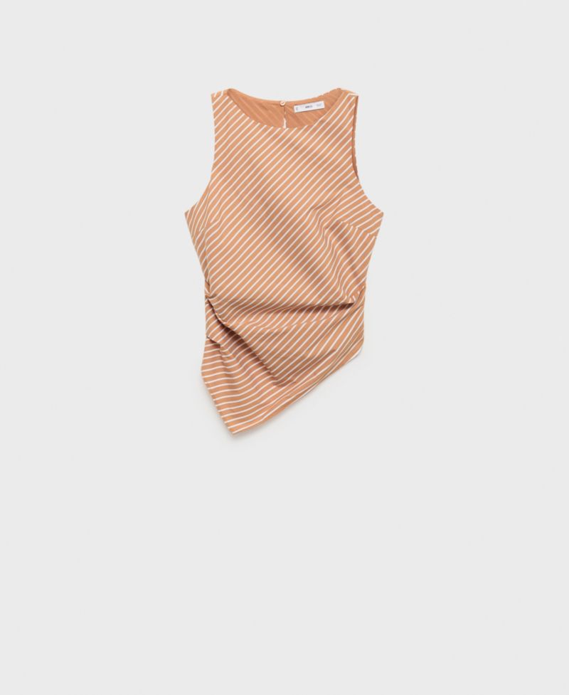 Women's Asymmetrical Striped Cotton Top