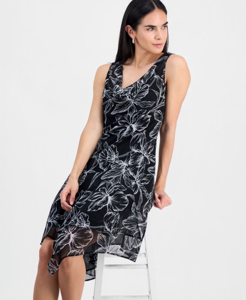 Petite Handkerchief-Hem Midi Dress
