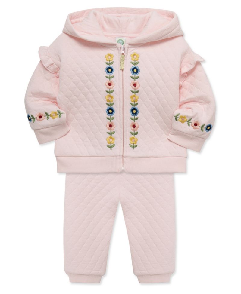 Baby Girls' Embroidered Hoodie and Pants, 2-Piece Set