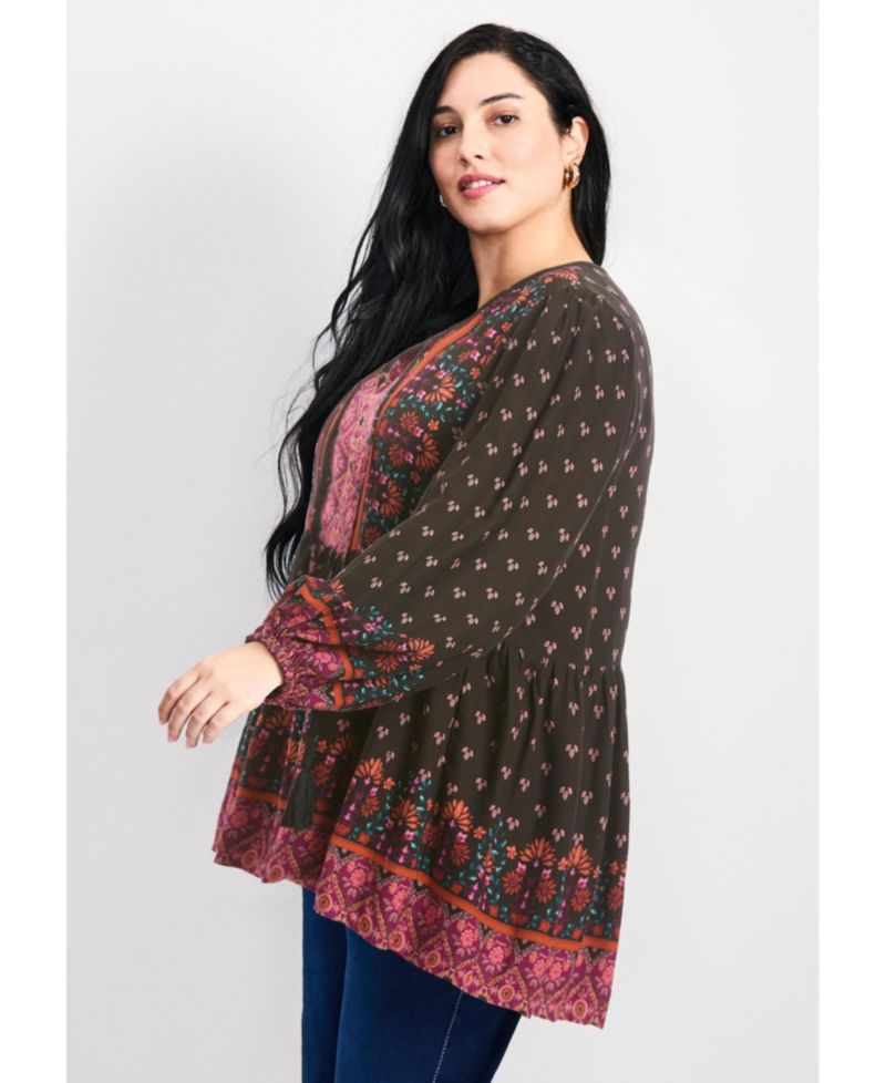 Women's Plus Size Cara Blouson Peasant Blouse