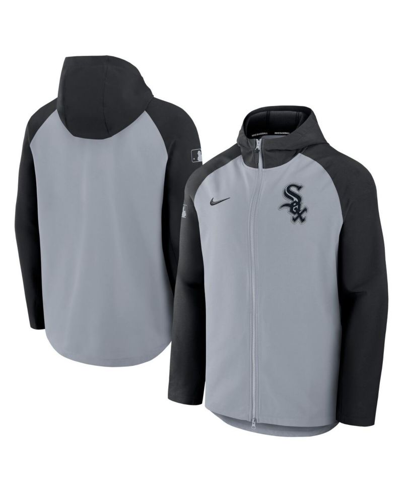Men's Gray/Black Chicago White Sox Authentic Collection Raglan Performance Full-Zip Jacket