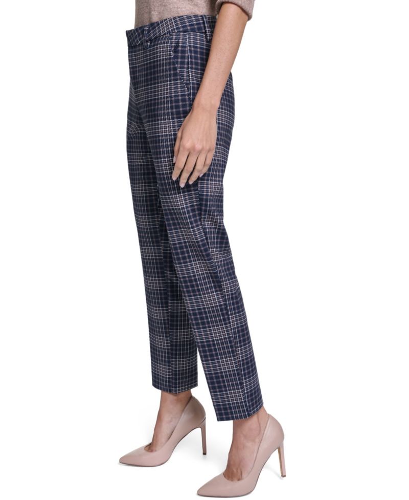 Women's Plaid Slim Ponte Pants