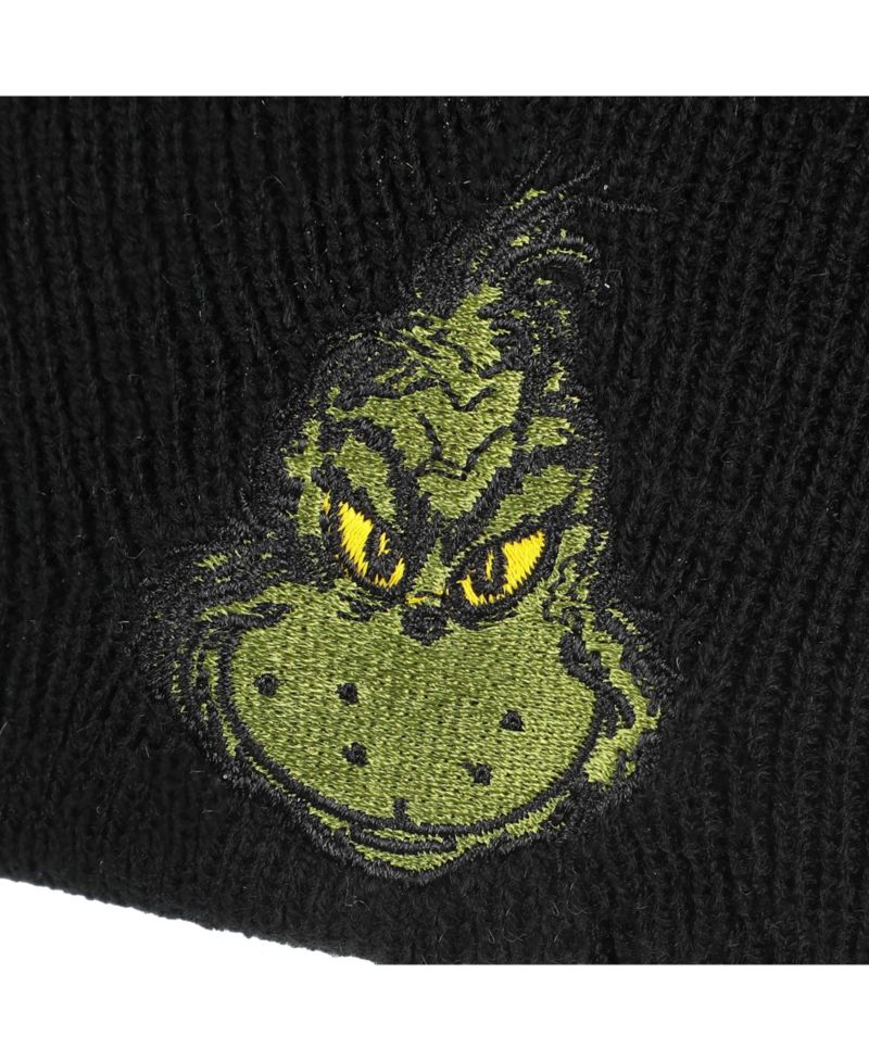 Men's Embroidery Black Acrylic Yarn Standard Cuff Beanie