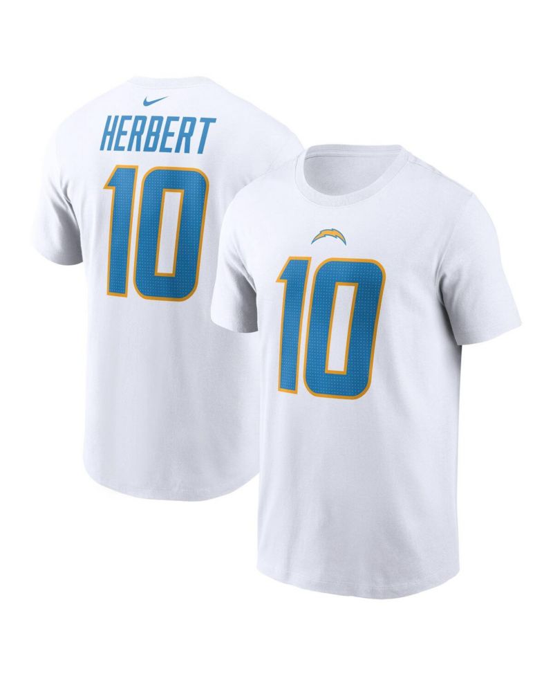 Men's Justin Herbert White Los Angeles Chargers Player Name and Number T-shirt