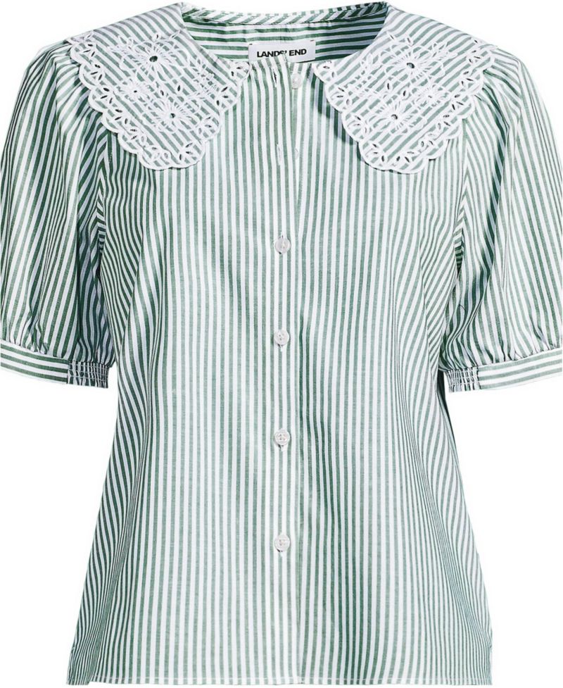 Plus Size Ruffle-Collar Puff-Sleeve Blouse