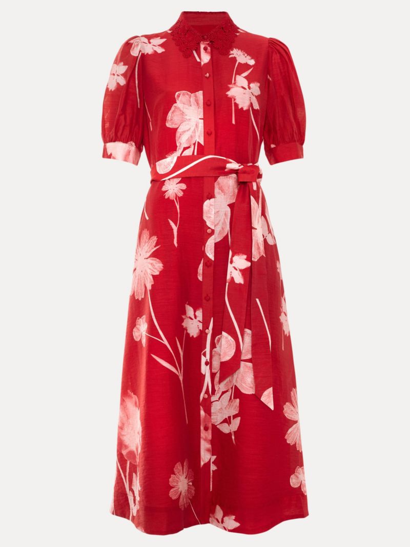 Women's Delphine Belted Midi Shirt Dress
