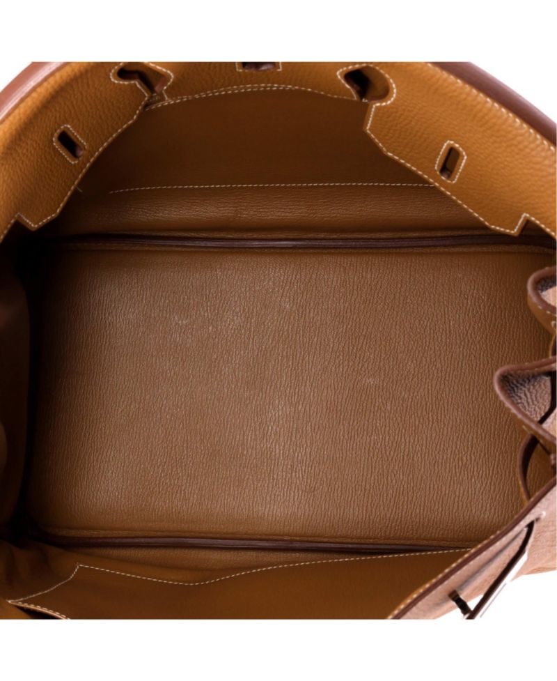 Pre-Owned Hermes Birkin 35 Handbag Brown Togo with Palladium Hardware