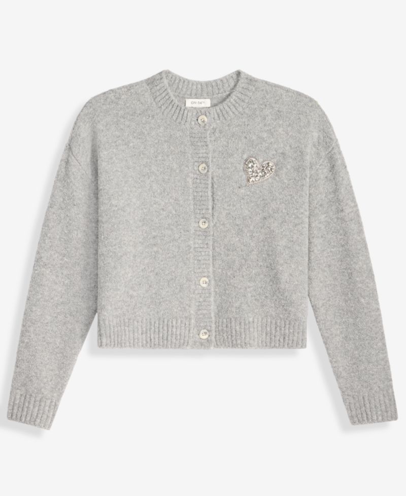 Women's Embellished Heart Cardigan Sweater