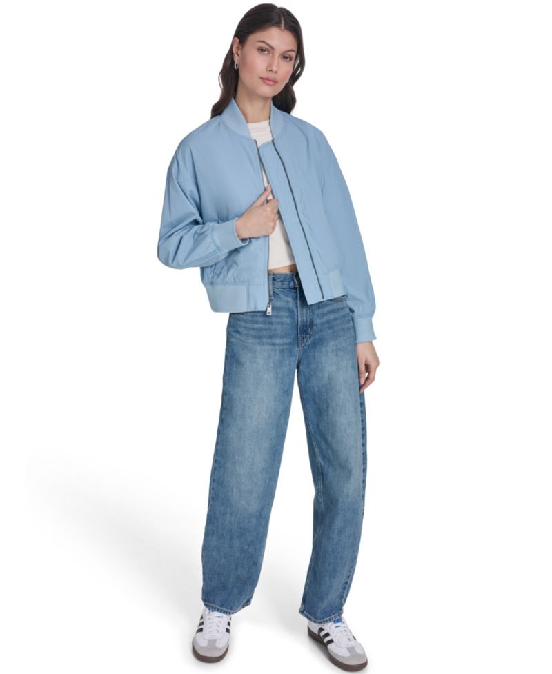 Trendy Plus Size Lightweight Zip-Front Bomber Jacket